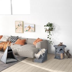 Kissan raapimispuu pienille kissoille, kissatalo ja lepotaso, juuttiraapimismatto, 57 cm, vaaleanharmaa