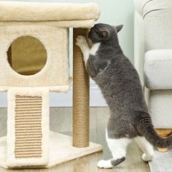 Kissan raapimispuu juuttiraapimismatolla ja pesäkololla 40 x 40 x 57 cm beige