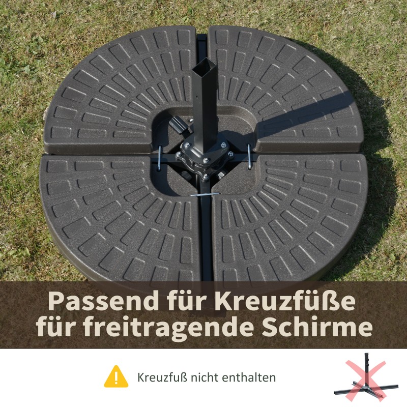 Aurinkovarjon jalustan lisäpainot 4-osainen setti, täytettävä HDPE, jopa 25 kg/osa, väri kahvi