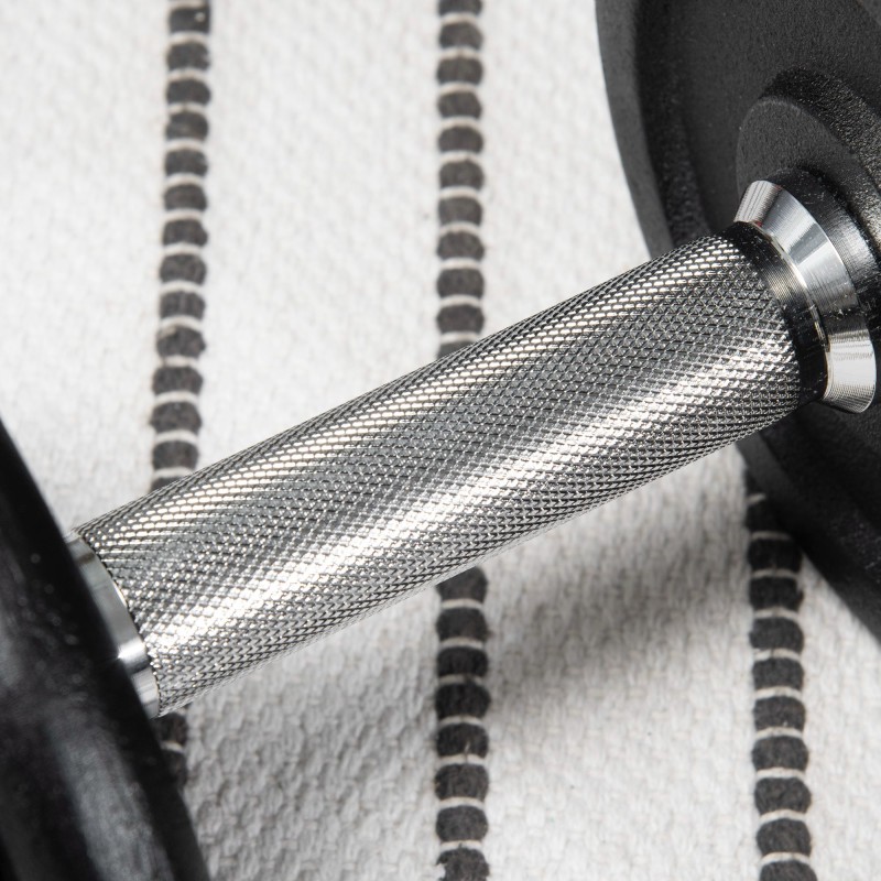 Käsipainosetti 2-in-1 lyhyt- ja pitkä tanko 20 kg, 8 levypainoa, rauta, musta