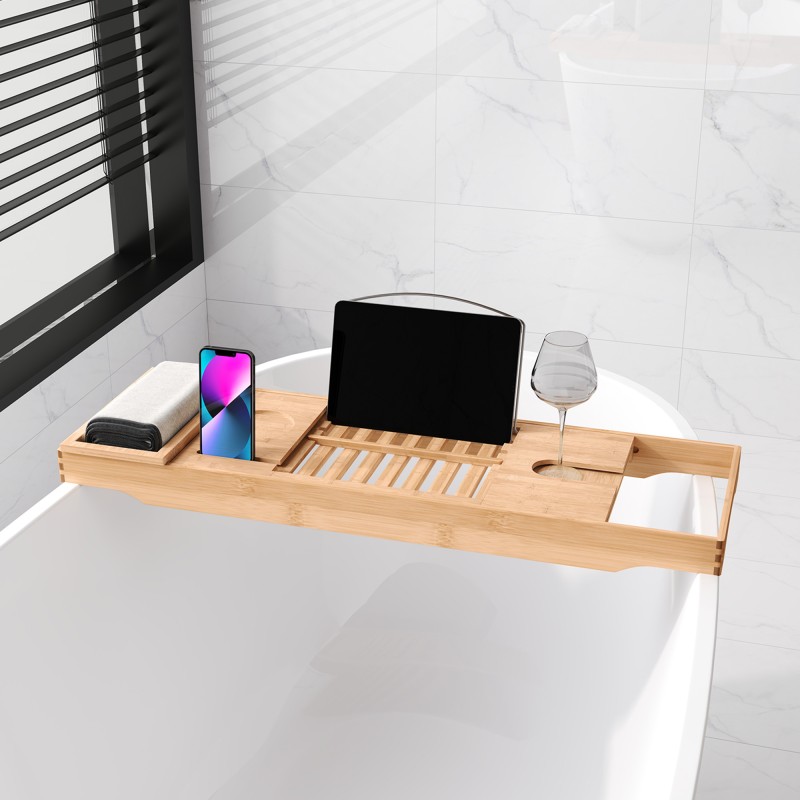 Kylpytaso kylpyammeeseen bambua säädettävä 70–105 cm luonnonvärinen