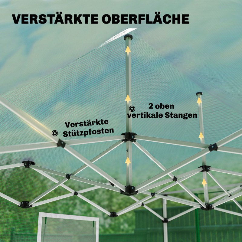 Pop up -kasvihuone, kokoontaitettava PE-kasvihuone 295 x 200 x 270 cm, vihreä/valkoinen