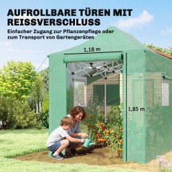 Pop up -kasvihuone, kokoontaitettava PE-kasvihuone 295 x 200 x 270 cm, vihreä/valkoinen
