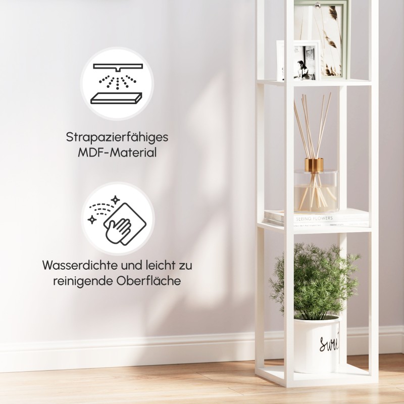 Lattiavalaisin hyllyillä olo- ja makuuhuoneeseen, MDF, 26 x 26 x 160 cm, valkoinen (ilman lamppua)