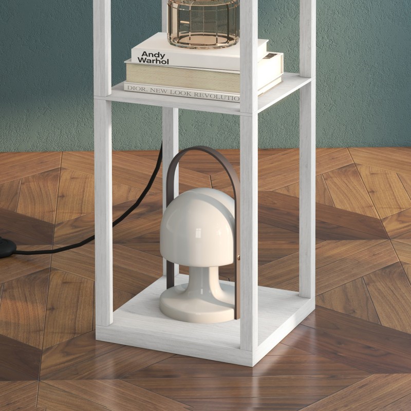 Lattiavalaisin hyllyillä olo- ja makuuhuoneeseen, MDF, 26 x 26 x 160 cm, valkoinen (ilman lamppua)