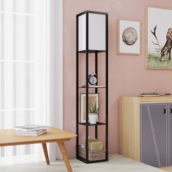 Lattiavalaisin hyllyillä olo-/makuuhuoneeseen, MDF, 26 x 26 x 160 cm, musta/valkoinen, ilman lamppua