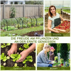 Kasviteltta teräsrungolla ja muovikalvolla 350 x 100 x 80 cm läpinäkyvä/vihreä