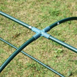 Kasviteltta teräsrungolla ja muovikalvolla 350 x 100 x 80 cm läpinäkyvä/vihreä