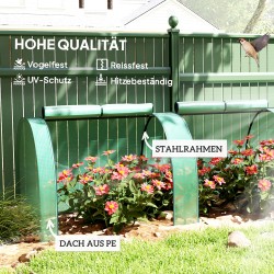 Kasvutunneli tomaateille, teräsrunko ja PE-muovikate, 395 x 100 x 80 cm, vihreä