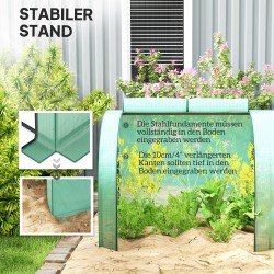 Kasvutunneli tomaateille, teräsrunko ja PE-muovikate, 395 x 100 x 80 cm, vihreä