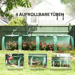 Kasvutunneli tomaateille, teräsrunko ja PE-muovikate, 395 x 100 x 80 cm, vihreä