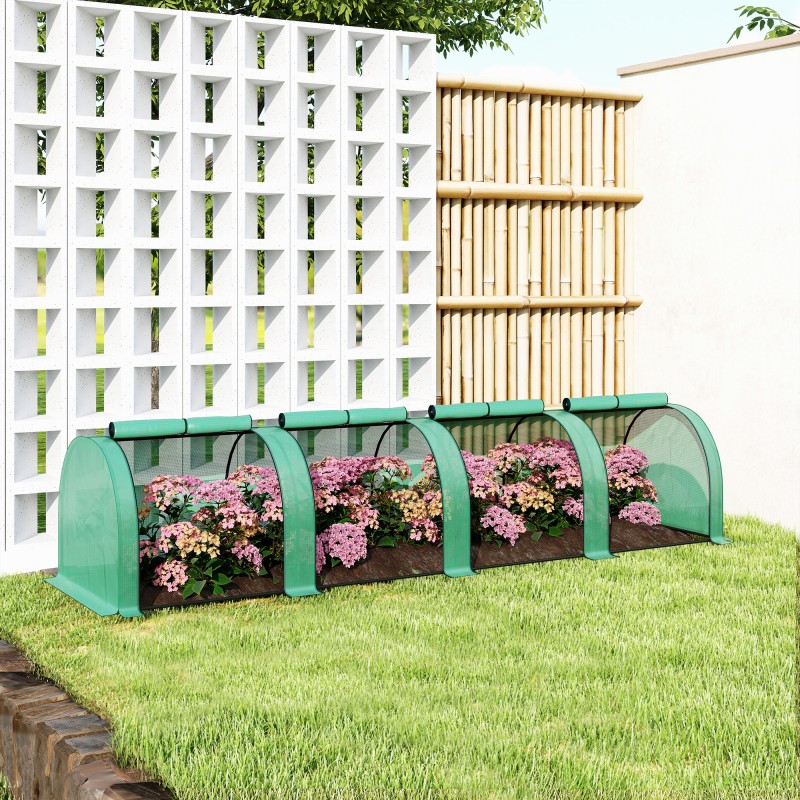 Kasvutunneli tomaateille, teräsrunko ja PE-muovikate, 395 x 100 x 80 cm, vihreä