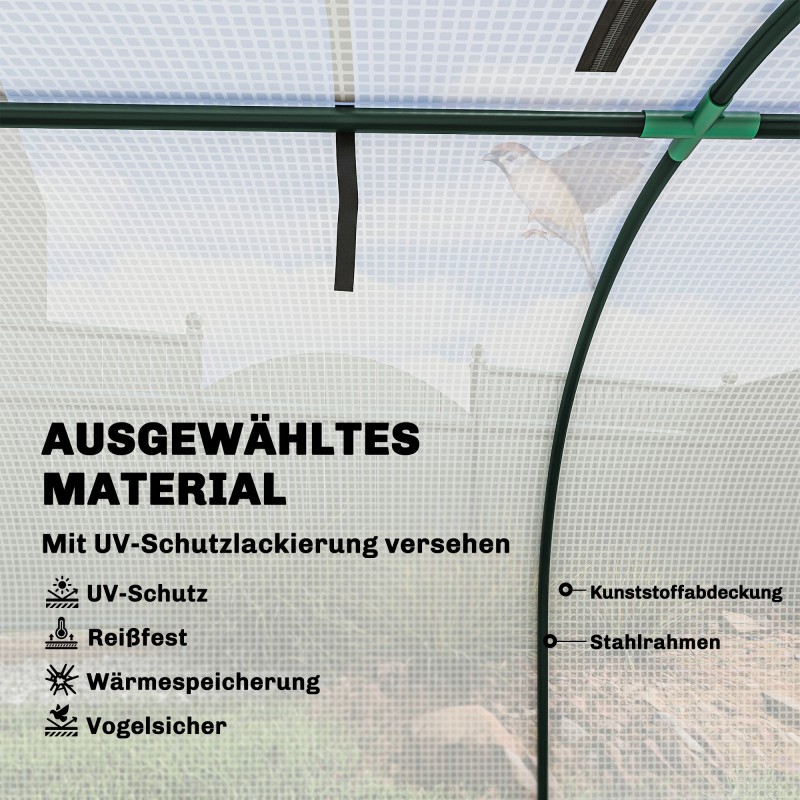 Kasvutunneli talvikäyttöön teräsrungolla 395 x 100 x 80 cm, valkoinen muovipeite