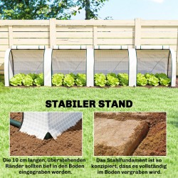 Kasvutunneli talvikäyttöön teräsrungolla 395 x 100 x 80 cm, valkoinen muovipeite