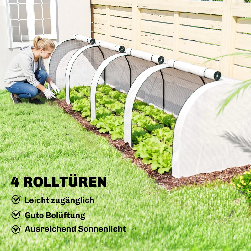 Kasvutunneli talvikäyttöön teräsrungolla 395 x 100 x 80 cm, valkoinen muovipeite