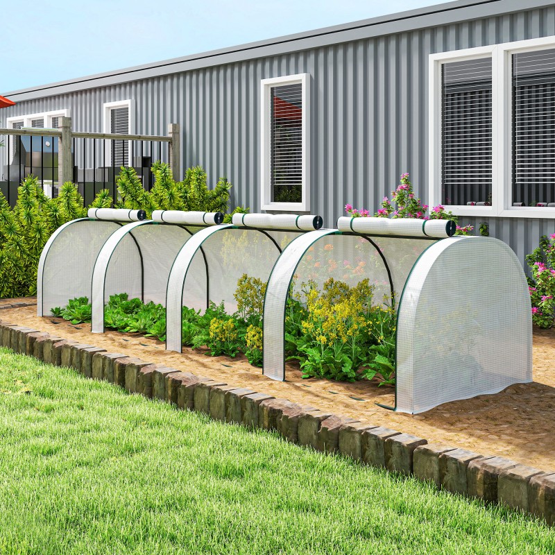 Kasvutunneli talvikäyttöön teräsrungolla 395 x 100 x 80 cm, valkoinen muovipeite