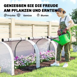 Tunnelikasvihuone teräsrungolla 295 x 100 x 80 cm, 3 vetoketjuikkunaa, valkoinen