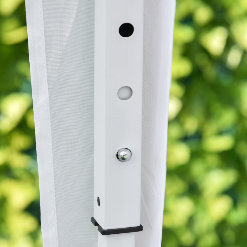 Taitettava paviljonki ulkokäyttöön, teräsrunko, 2 x 2 m, 4 sivuseinää, valkoinen