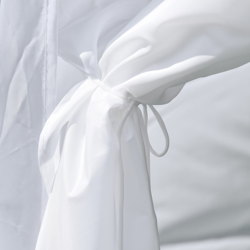 Taitettava paviljonki ulkokäyttöön, teräsrunko, 2 x 2 m, 4 sivuseinää, valkoinen