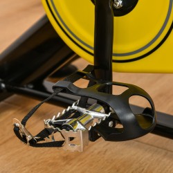 Kuntopyörä kotiin, säädettävä istuin ja ohjaustanko, hihnaveto, LCD-näyttö, teräs/ABS, keltainen/musta/harmaa