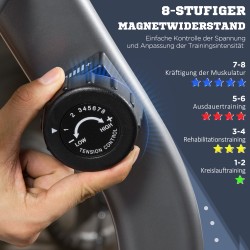 Kuntopyörä kotiin, magneettivastus 8 tasoa, teräs, 122–137 x 62 x 103 cm, harmaa/musta/hopea