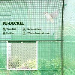 Kasvihuone teräsrunko PE-kangas 245 x 200 x 198 cm vihreä, ovi ja 4 ikkunaa