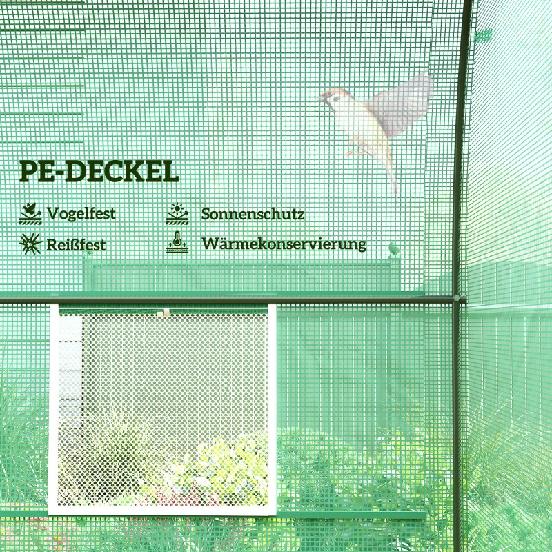 Kasvihuone teräsrunko PE-kangas 245 x 200 x 198 cm vihreä, ovi ja 4 ikkunaa