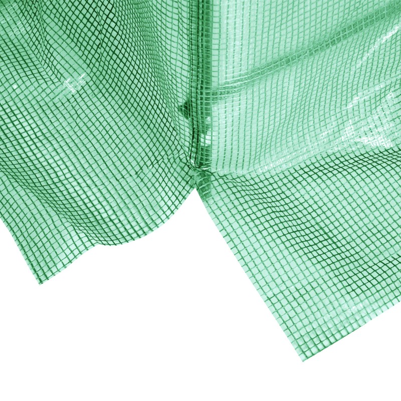 Kasvihuone teräsrunko PE-kangas 245 x 200 x 198 cm vihreä, ovi ja 4 ikkunaa