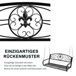 Riippupenkki 2 hengen puutarhakeinu metalli 132 x 63 x 58 cm musta