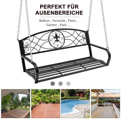 Riippupenkki 2 hengen puutarhakeinu metalli 132 x 63 x 58 cm musta