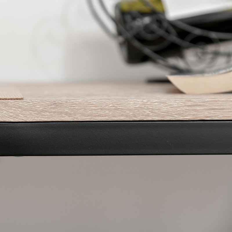 Baaripöytä ja 2 baarituolia MDF/metalli 3-osainen setti ruokailutilaan luonnonpuu/musta