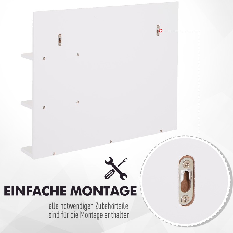 Kylpyhuoneen seinäpeili hyllyillä MDF 60 x 10 x 48 cm valkoinen