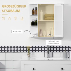 Kylpyhuoneen peilikaappi seinään, MDF, 8 lokeroa, 66 x 17 x 63 cm, valkoinen