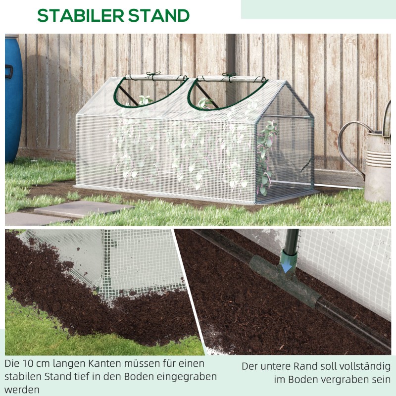 Kasvihuone tomaatille ja vihanneksille, teräsrunko ja PE-kangas, 120 x 60 x 60 cm, valkoinen