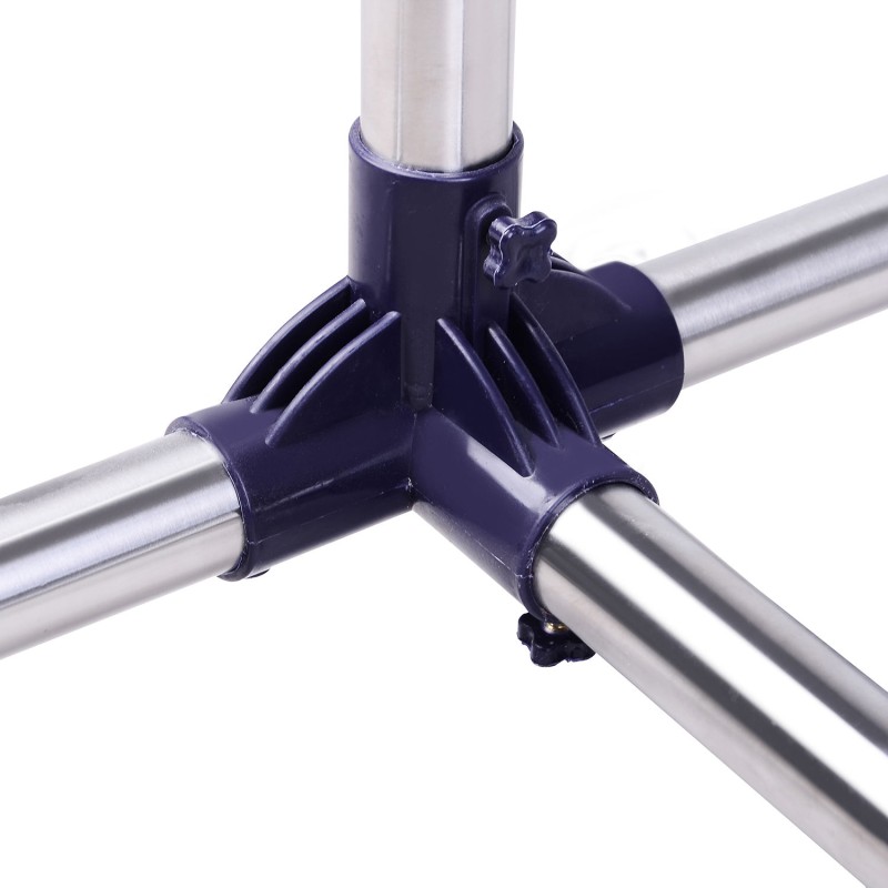 Vaaterekki pyörillä ja jarruilla, säädettävä ruostumaton teräs 86–160 x 45 x 95–170 cm