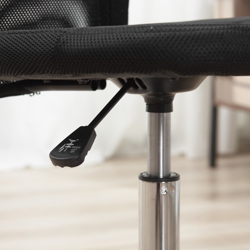 Työtuoli ilman käsinojia, mesh-selkänoja, korkeussäädettävä, 43 x 58 x 90–100 cm, musta