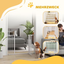 Lemmikkien turvaportti metalli 76–107 x 76 cm valkoinen