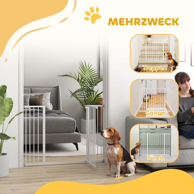 Lemmikkien turvaportti metalli 76–107 x 76 cm valkoinen