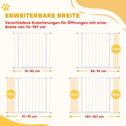 Lemmikkien turvaportti metalli 76–107 x 76 cm valkoinen