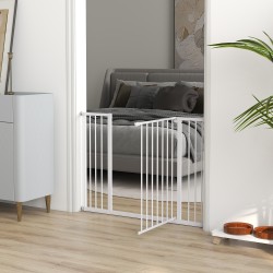 Lemmikkien turvaportti metalli 76–107 x 76 cm valkoinen