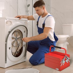 Teräksinen työkalulaatikko 3 tasoa 5 lokeroa 45 x 20 x 34,5 cm punainen