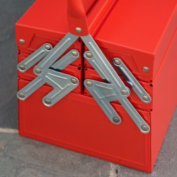 Teräksinen työkalulaatikko 3 tasoa 5 lokeroa 45 x 20 x 34,5 cm punainen