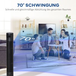 Tornituuletin kaukosäätimellä 117 cm, hiljainen, 70° oskillointi, 4 tilaa, 3 nopeutta, 12 h ajastin, musta