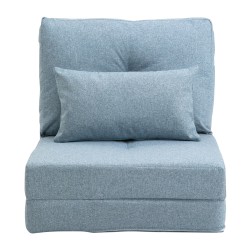 Lattianojatuoli ja klappimadrassi 2-in-1, pellavakangas, 60 x 80 x 56 cm, taivaansininen