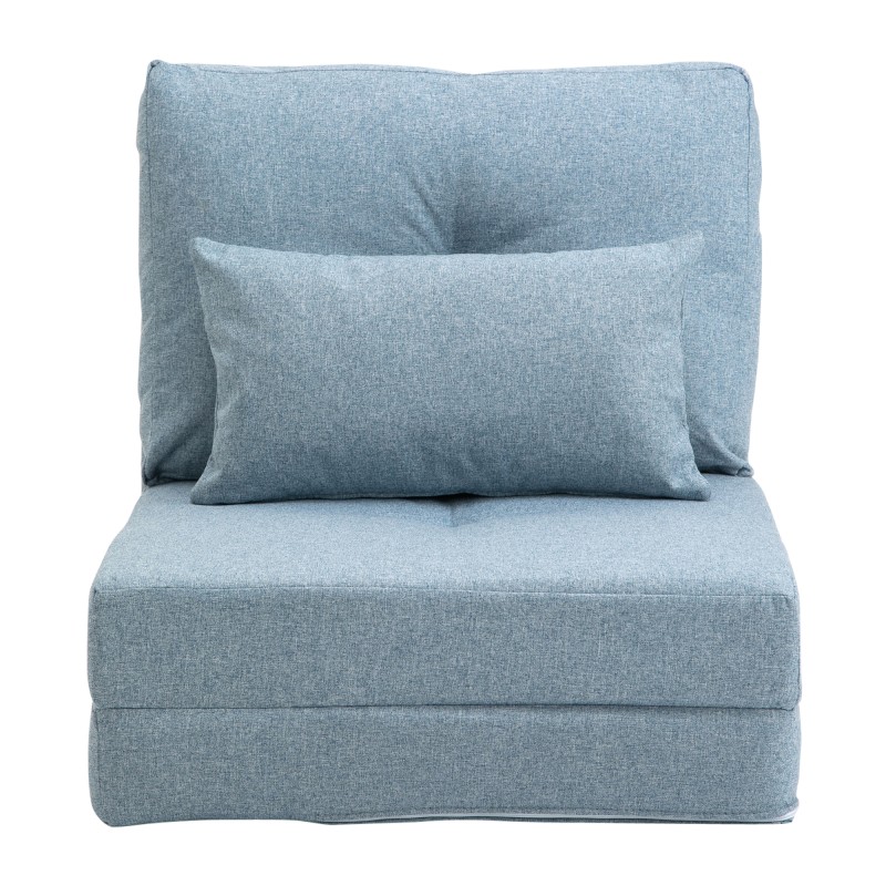 Lattianojatuoli ja klappimadrassi 2-in-1, pellavakangas, 60 x 80 x 56 cm, taivaansininen