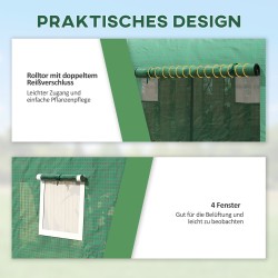 Kasvihuone tomaatteille ja vihanneksille teräsrungolla 300 x 100 x 200 cm, vihreä