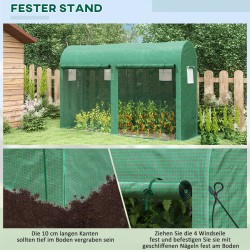 Kasvihuone tomaatteille ja vihanneksille teräsrungolla 300 x 100 x 200 cm, vihreä