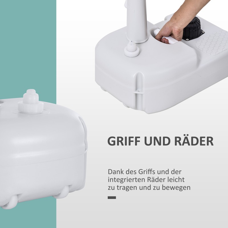 Kannettava käsienpesuallas ulkokäyttöön, jalkapumpulla, 18 L vesisäiliö, HDPE, 51 x 33,5 x 103 cm, valkoinen