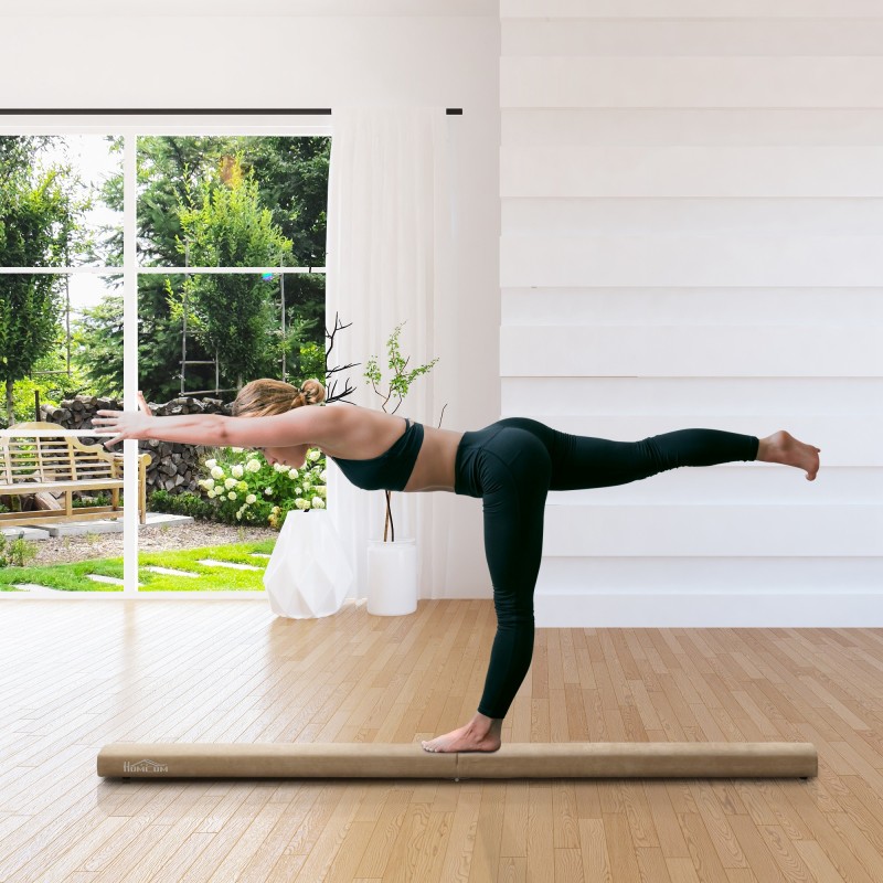 Taitettava tasapainopuomi voimisteluun, puu ja mokkapintainen päällinen, 210 x 10 x 6,5 cm, ruskea