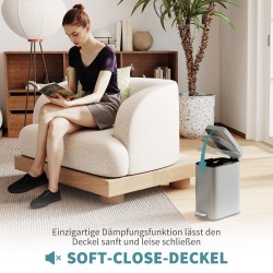 Metallinen poljinroskis 5 l sisäastialla, suorakulmainen, harmaa